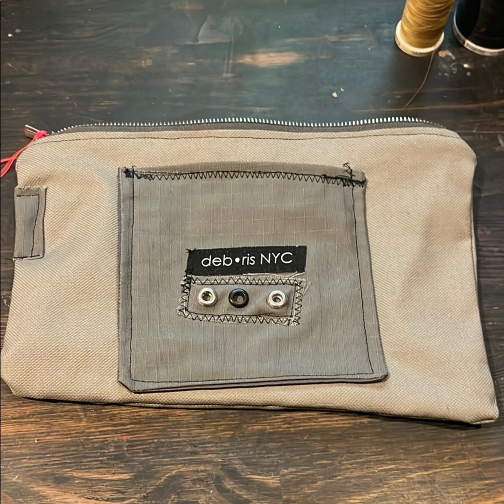 Hand crafted Gray Bag with satin lining front pocket